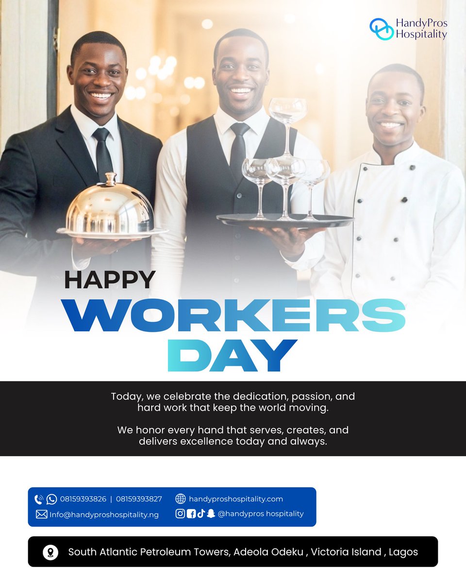 HandyprosH's tweet image. Happy Workers Day💼🛠️

Today, we celebrate the dedication, passion and hardwork that keeps everything running behind the scenes.
At HandyPros Hospitality, our strength lies in the people who show up to create comfort and deliver excellence.

#happyworkersday #handyproshospitality