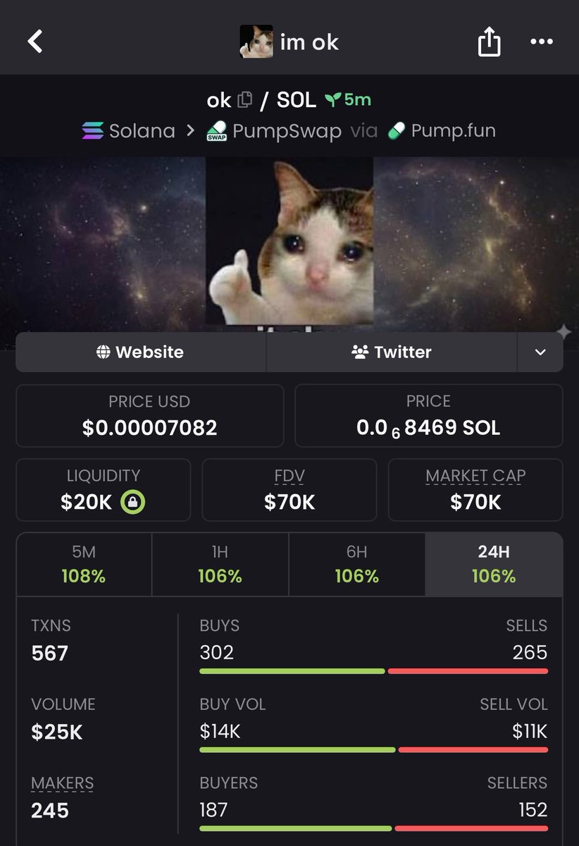 Insider_Caller's tweet image. 6X rise from my call on $OK
Dm to join TG group 

CA:
7jMhgpKrT1cAAD7n8AtV7sDouvkyi7i5yLeaEP1Vpump