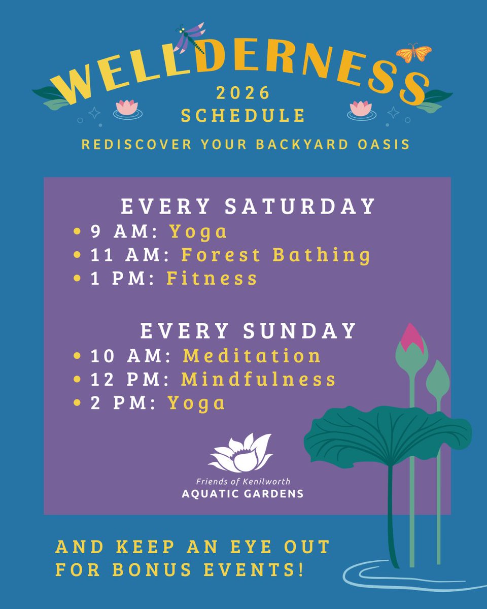 KenAqGardens's tweet image. Check out our 2026 schedule for WELLderness! This year, events will take place during regular time blocks each weekend with familiar instructors to bring more consistent events to our community. Sign up on Mobilize: mobilize.us/friendsofkenil… #freeevents #thingstodoindc #dmv