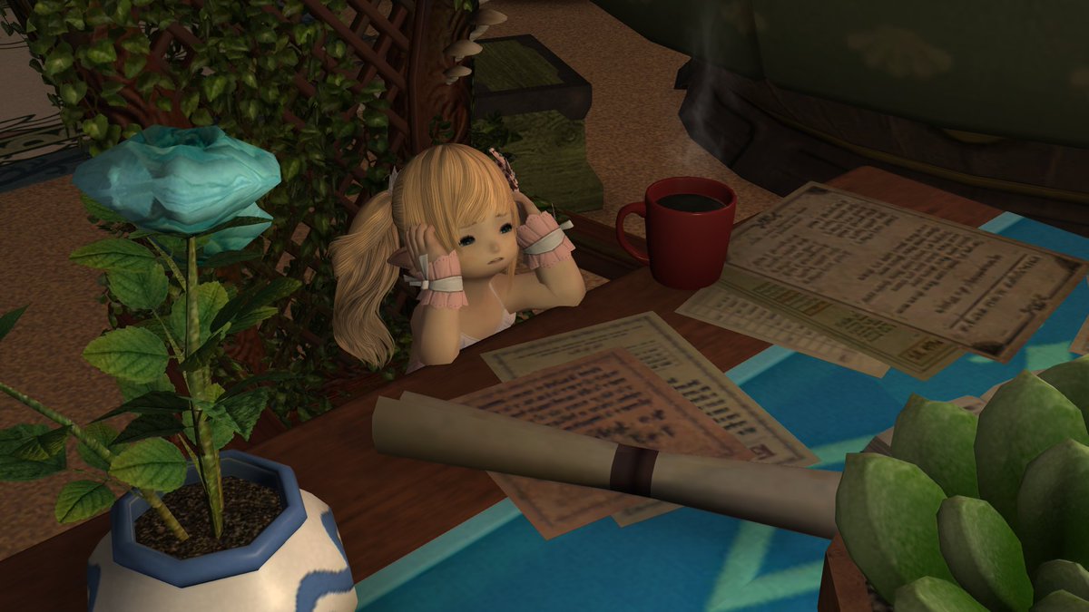 Pomumu_Pomu's tweet image. The grace and elegance of a Lalafell woman waking up after not getting enough sleep.
#ララフェル
#lalafell