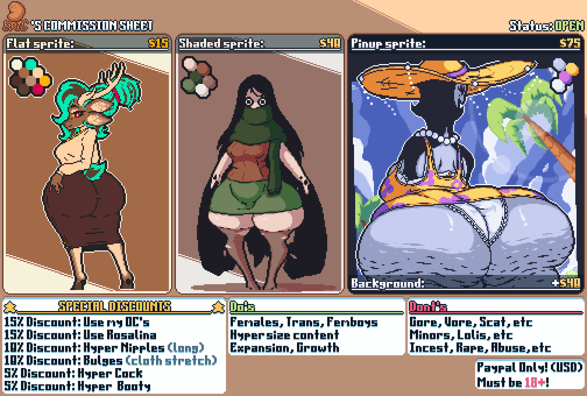 ⭐️Commissions are open!⭐️

- comms will be open for a long duration, as all funds from comms will be going towards savings to move out of state and hunker down with my partner. So any and all comms are welcomed!

(If interested in a slot, just DM me here)