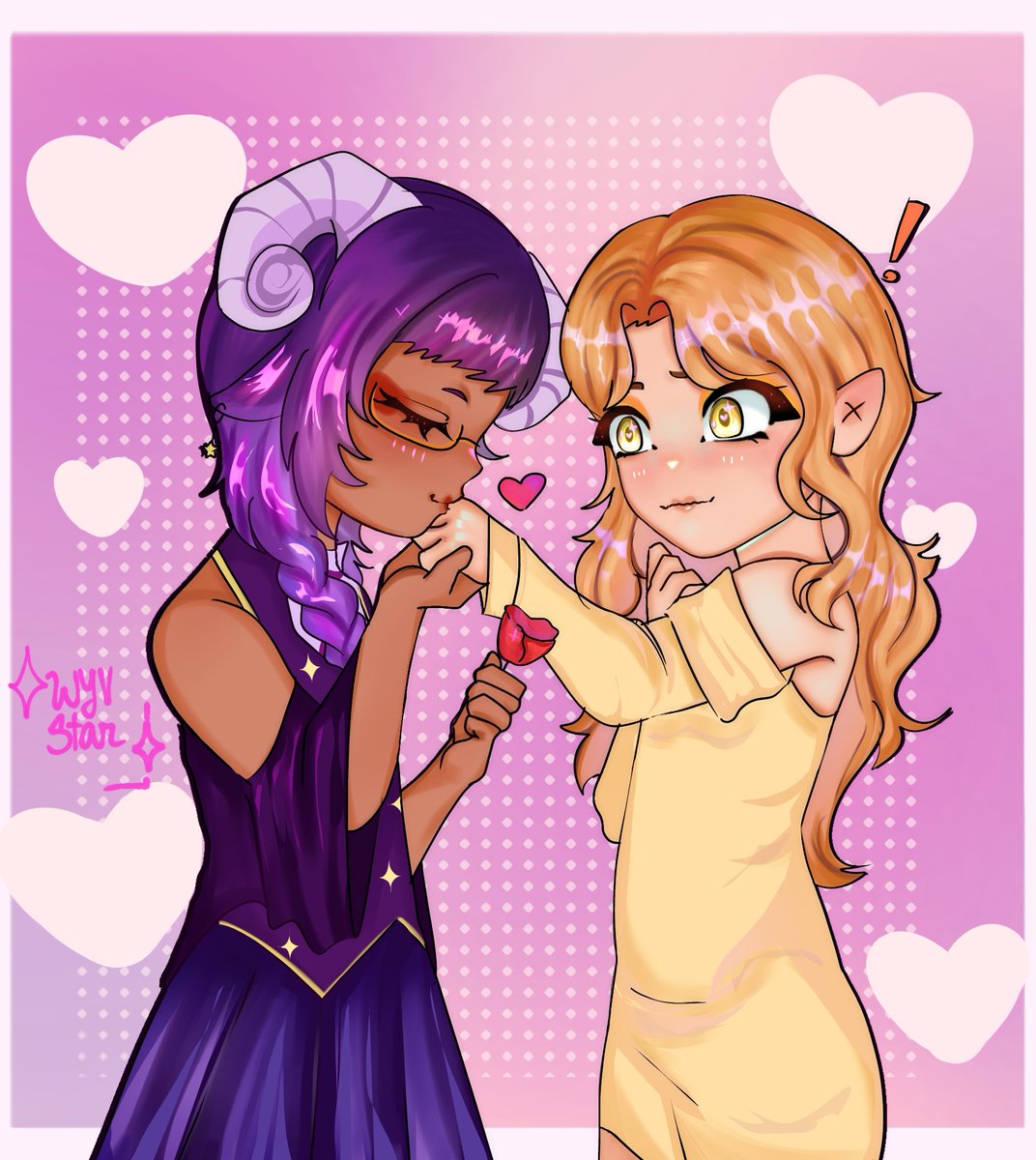 Wyv_idk's tweet image. 💫Oc content
I had to draw our Girls Absallom and Chantal

Btw the purple one belongs to @brochetadepoll0 😼😼

#digitalart #oc #ship #chibi