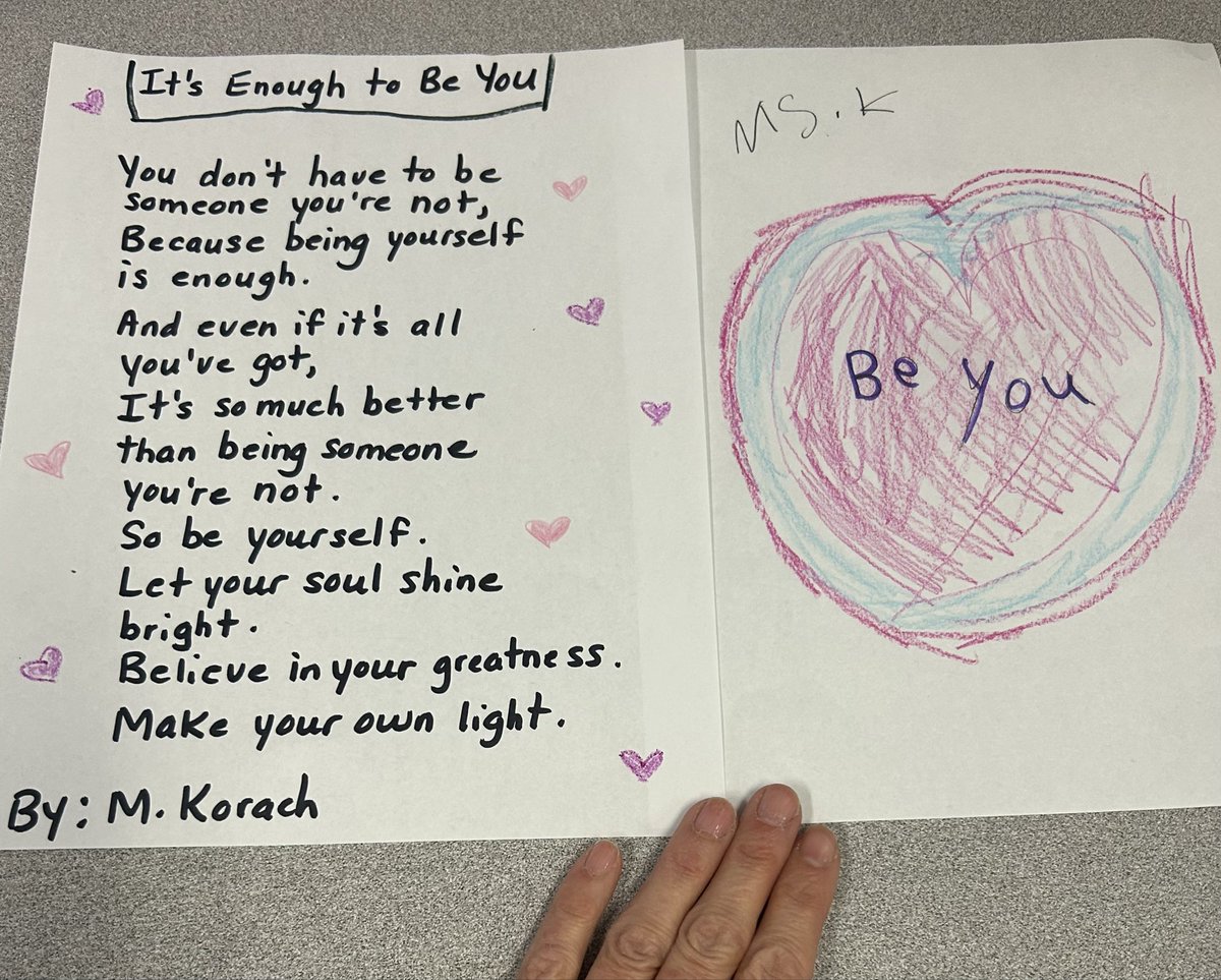 melanie_korach's tweet photo. I wrote this poem today &amp; shared it with my class. A student did the illustration. They enjoyed reading it for shared reading. We also talked about it at lunch during Wellness Club. I wish every school had a Wellness Club. I think it’s an important club to have. #StarfishClub https://t.co/JFAT3XaBMn