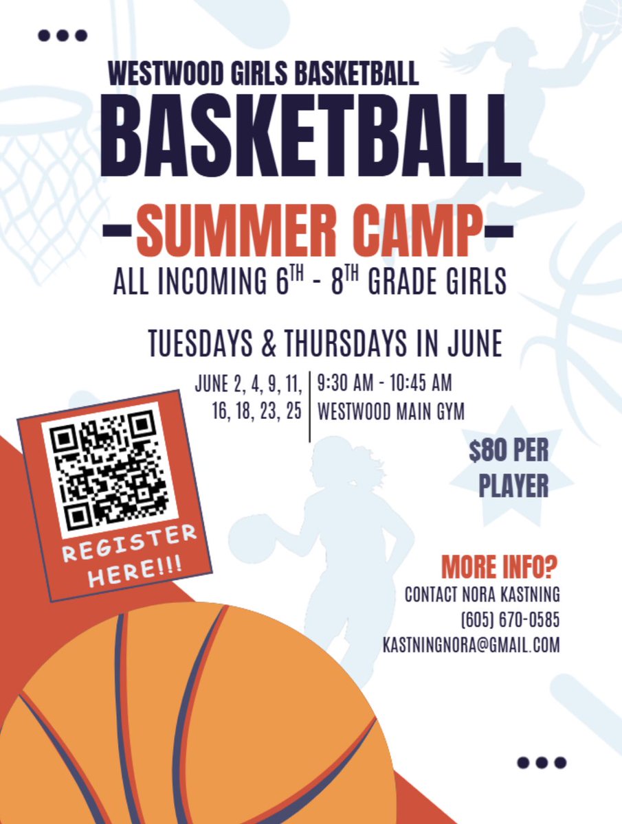 girls_westwood's tweet photo. Calling all future Rebels!

Check out the information below for INCOMING 6th-8th Grade Girls!

Register using the QR Code below or by following this link: https://t.co/YPDlzdSRne

@WCSDRebels https://t.co/aSjxO9eQem
