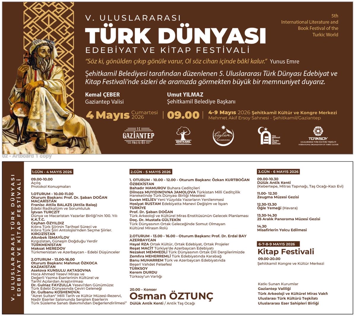 takmeorg's tweet photo. Paydaşları arasında yer aldığımız 5. Uluslararası Türk Dünyası Edebiyat ve Kitap Festivali programı…

@MehmetNuriErsoy @yazgi_gokhan @sbndogan 
@SehitkamilBel @umutymz https://t.co/Fz2bZguYqZ