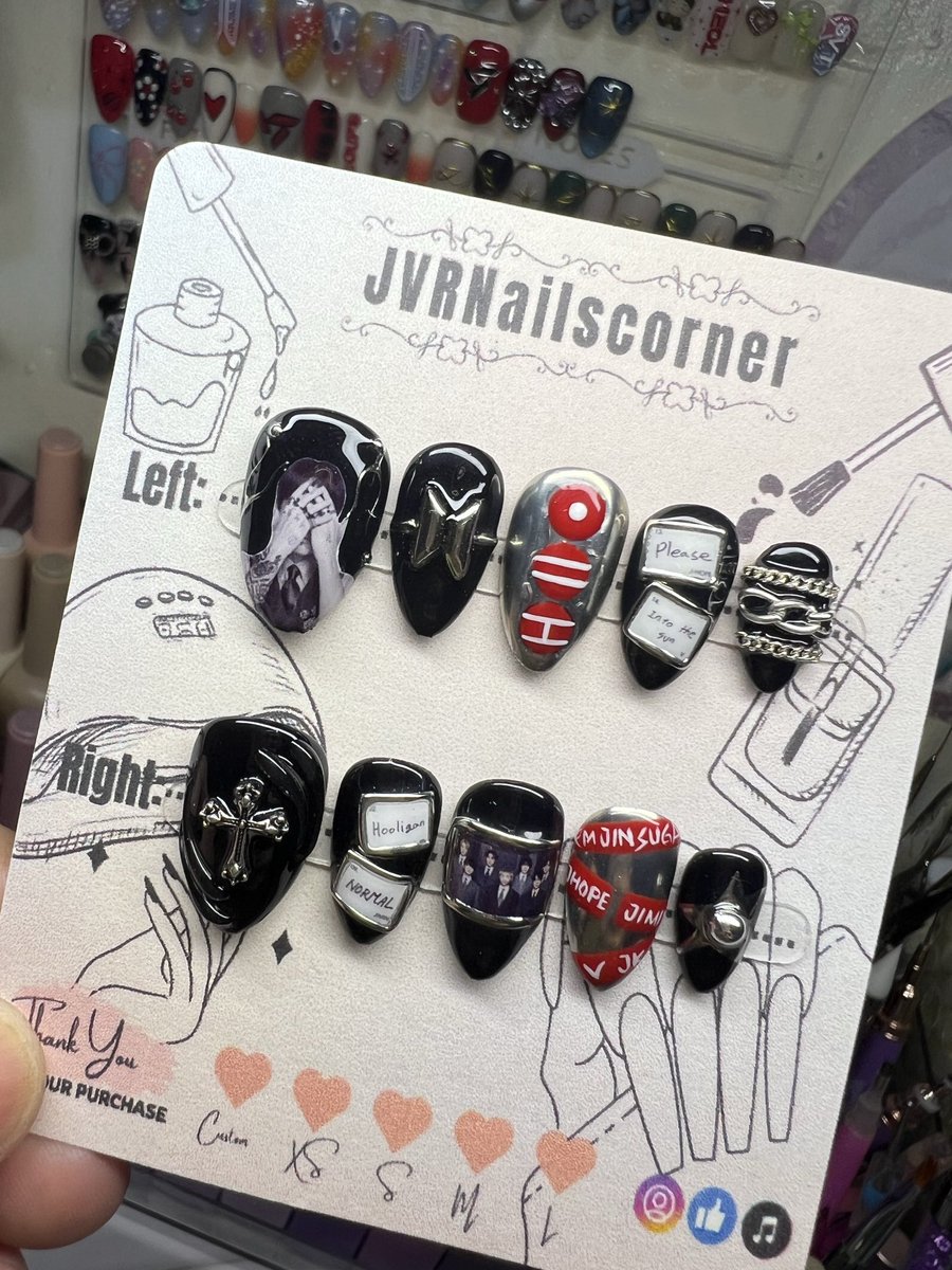 NailtipsbyJVR's tweet photo. BTS JK version for Arirang Set

🍀Hand Made and Re-usable
🍀All shape and size are available 
🍀Custom design
🍀With Inclusion Kit
-Nail Tape
-Nail Glue
-Nail File
-Cuticle pusher
-Alcohol Pads
-Instruction Guide

💌 DM FOR ORDERS https://t.co/nXQOeASro6