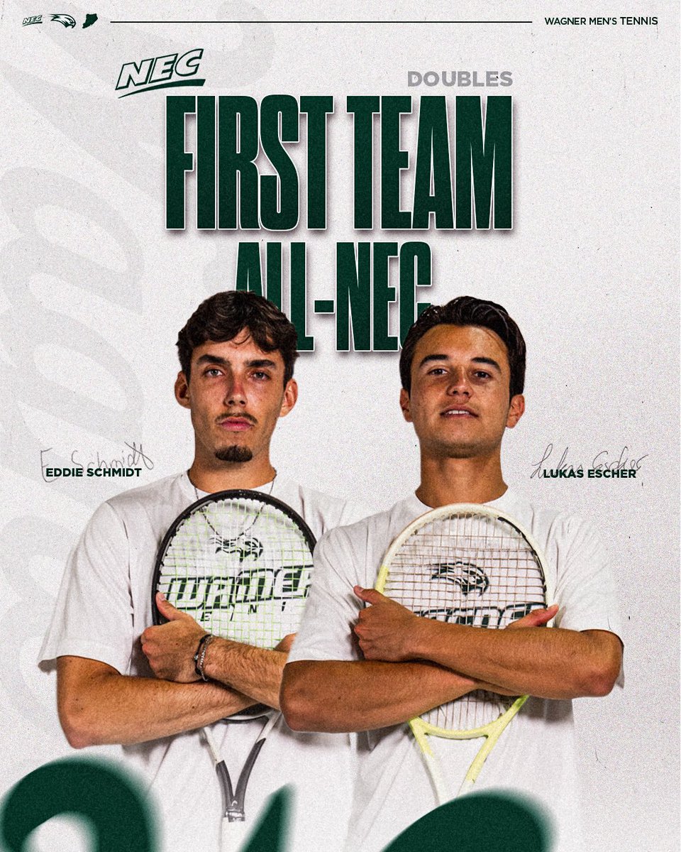 DOUBLE TROUBLE!! 🕺🕺

Congratulations to Eddie Schmidt and Lukas Escher on earning All-NEC first team honors in doubles!!

#LetsFly | #NECTennis