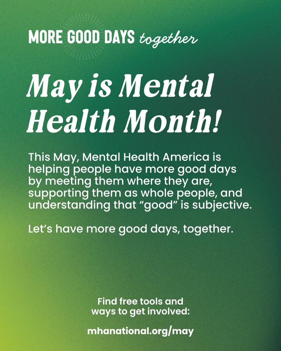 NNJCF's tweet image. 🧠 Light Up Green for Mental Health Month! Mental Health America asks you to celebrate Mental Health Month and light up green 💚for mental health awareness!

#MentalHealthMonth #FridayFeels