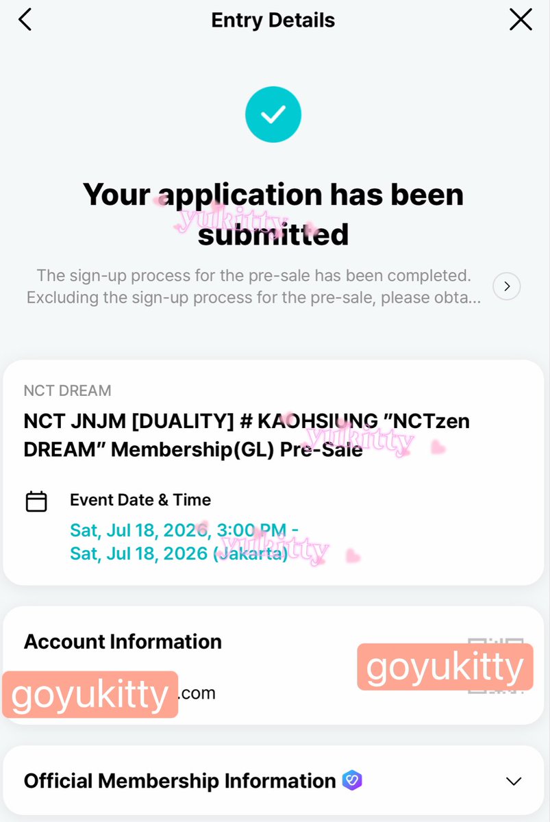 YukittyGO's tweet image. WTS RENT — PRESALE CODE NCT JNJM FANMEETING [DUALITY] KAOHSIUNG  

💵 IDR 100.000 / $7
💌 first pay, first serve  
dm asap!

#WTS #RENT #TAIWAN #NCTJNJM #DUALITY #NCTJNJM_DUALITY
#NCTJNJM_FANMEETING_TOUR