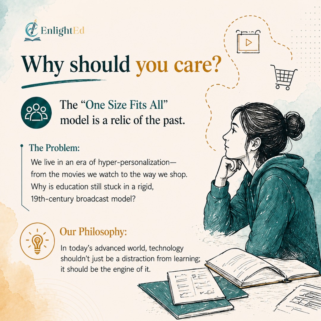 EnlightEd_edu's tweet photo. Education hasn’t evolved as fast as the world around it. Technology is redefining how we live. But learning is still limited to school hours.
It’s time for real-time learning. We’re building towards that shift with EnlightEd.
#EdTech #AIinEducation #FutureOfLearning #StartupIndia https://t.co/ruApAMeteH