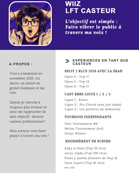 Wiiz_l_RL's tweet image. LFT Casteur pour les #RLCS 1v1 et 2v2 !!!

J'ai un portfolio à disposition si besoin, hésitez pas à venir en MP ou bien à me contacter via discord (

RT x FAV ❤️