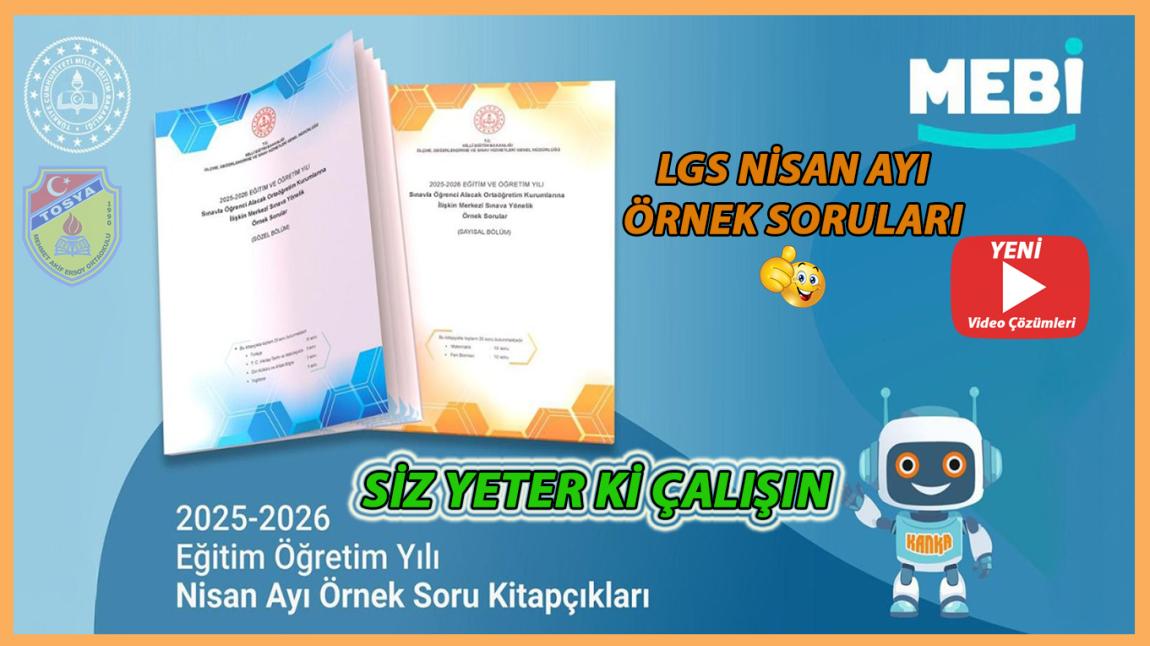 TosyaMAEO's tweet photo. 📌ÖNEMLİ!
MEBİ'de 7. Türkiye Geneli LGS Deneme Sınavı da başladı. 27 Nisan-3 Mayıs 2026 tarihleri arasında gerçekleştirilecek.
Detaylar 👇
LGS NİSAN AYI SORULARI
https://t.co/neRDmd0hIE https://t.co/u5xRoTqQkr