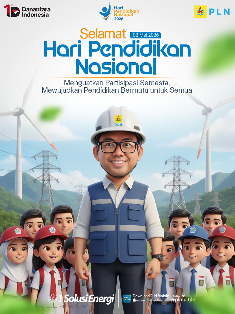 uitjbt's tweet photo. Selamat Hari Pendidikan Nasional! ✨

Dari terang yang sederhana, lahir harapan besar bagi masa depan generasi penerus bangsa.

PLN terus menghadirkan energi yang andal dan berkelanjutan, membuka lebih banyak kesempatan bagi setiap anak untuk belajar, berkembang, https://t.co/jSJ2XpCuwp
