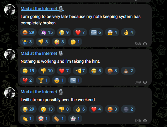 MATI_Archive's tweet photo. Mad at the Internet now rescheduled for some time over the weekend, maybe. https://t.co/IfxT4vhxU2