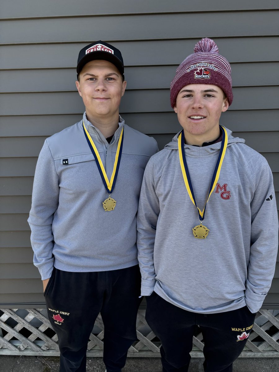 MGBoysGolf's tweet photo. JV won the 2-Day Rosemount Invite today @ Oak Marsh GC! Great team effort! Haakon Ostrem &amp; Broden took team low honors today with a pair of 74s &amp; Ben Williams took tourney low honors with a 149 (73,76)!! Woot woot! Nice work,  Crimson! 😀⛳️🏌🏽‍♂️
#crimsongolffamily https://t.co/DHxmzYdAsg