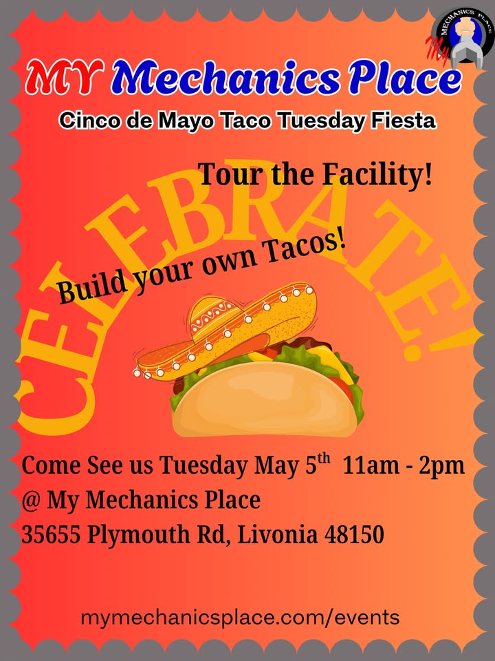 Jay_MMP's tweet image. Come tour the building! Build your own tacos to eat! and come see us! join with us May 5th for a celebration to appreciate our Hispanic customers.  Tuesday 11am -2pm at My Mechanics Place.
#Cincodemayo #Tacos #Automotive #DIYAuto #Repair #Mechanic #DIYgarage #Doityourself #DIY