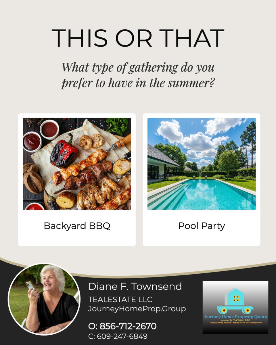 dianesellsj's tweet image. Be honest… are you more BBQ and burgers or pool and floaties?

Both are a good time, it just depends if you’re here for the food or the cannonballs.

#thisorthat #summerfun #backyardbbq #poolparty #journeyhomewithdiane #YourLocalRealtor® #youmatter #dianetownsendrealtor