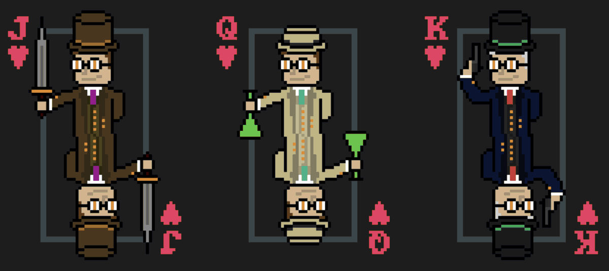 LordPercivalXII's tweet photo. So anyways, got bored and designed a custom deck skin on Balatro using my art designs.

I can at least say that it came out nice when looking up close, since its pixel art, I suppose. https://t.co/24evXc8b1F