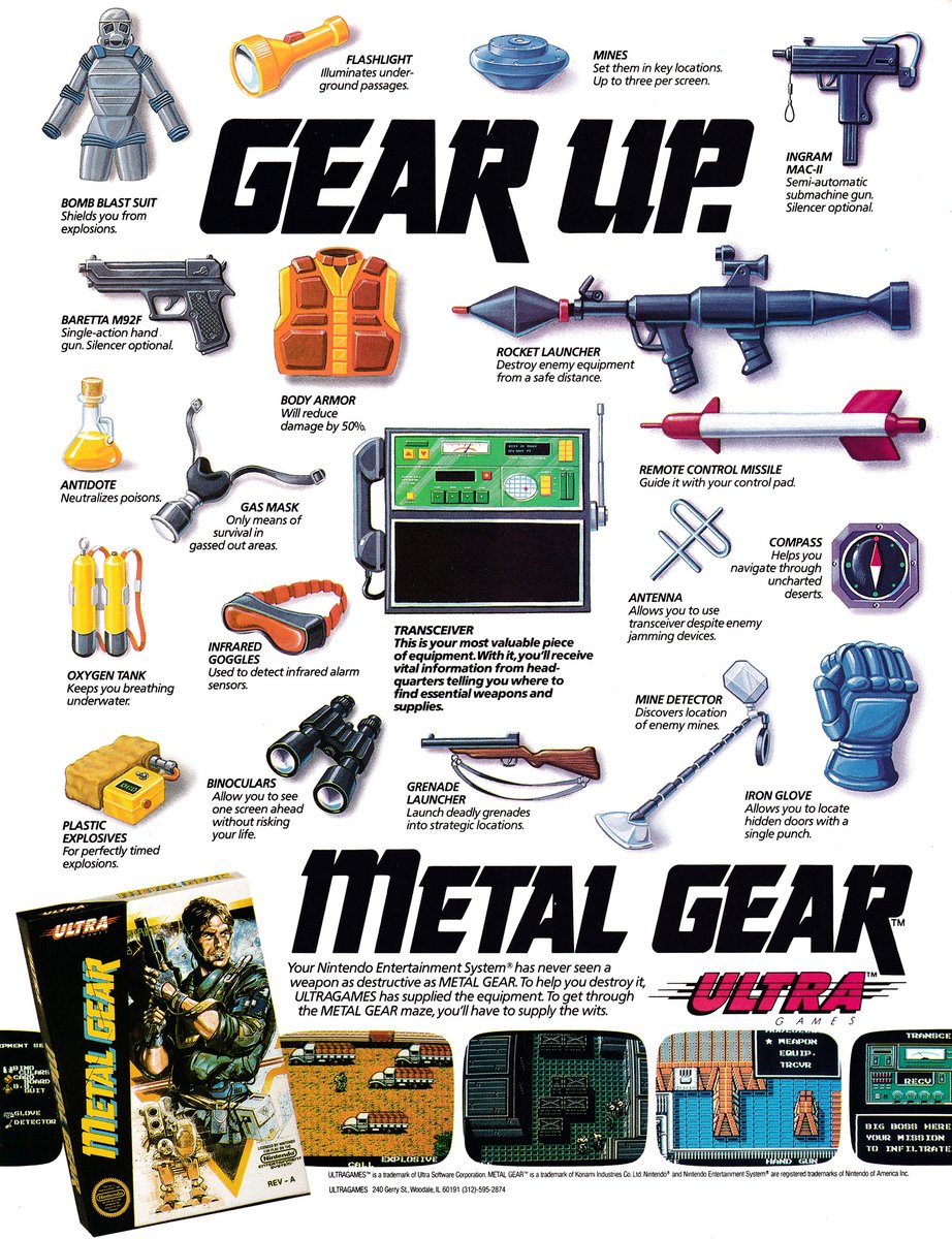 jcmartinezm82's tweet image. #MetalGear #Nintendo #NES Ad (1989)

#RetroGaming #RetroGames #RetroGamer