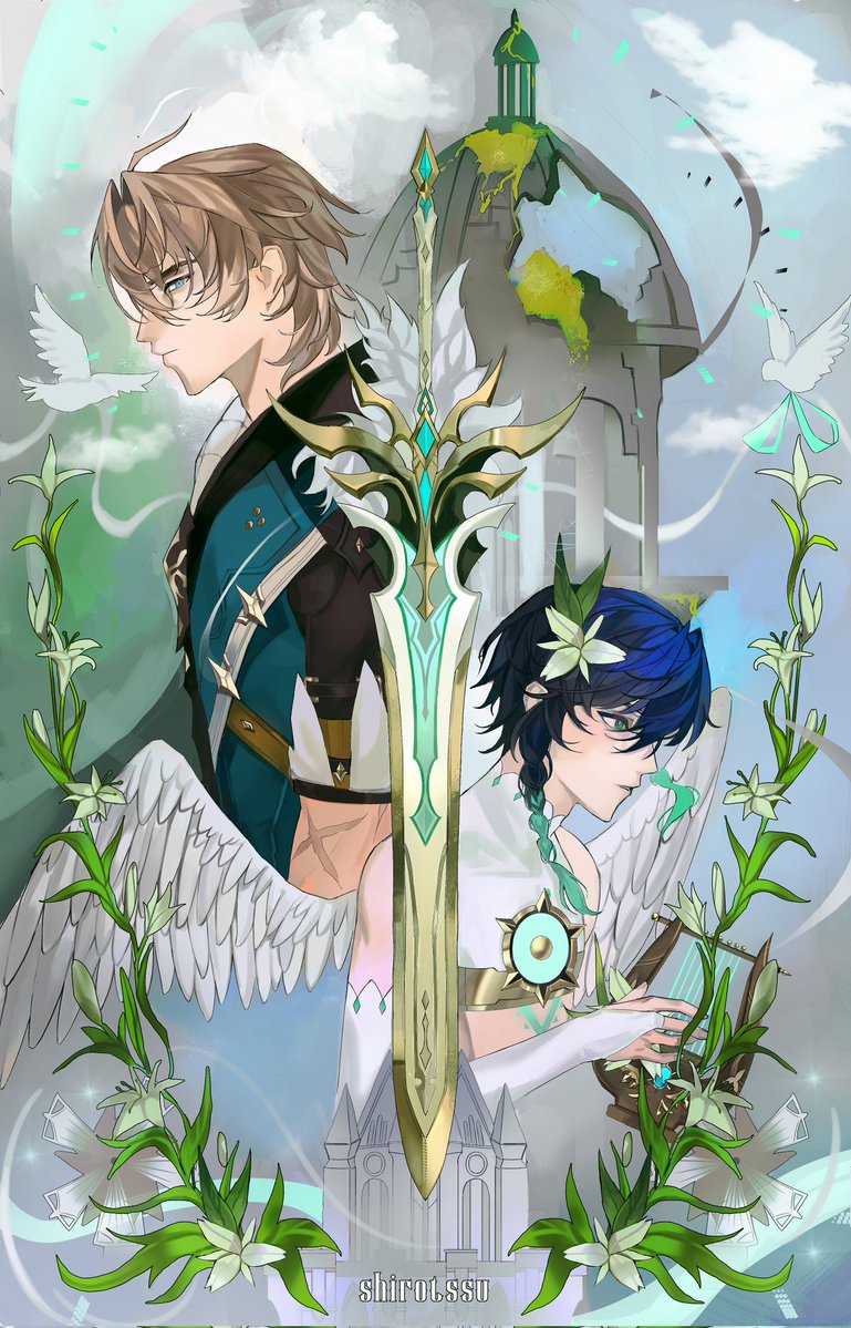 shirotssu's tweet image. 🍃 #varka #venti #genshinimpact
