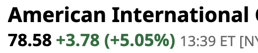 ACIPartnerhship's tweet image. We have been hinting that $AIG was one of the least expensive and higher quality #insurance names in the sector.  Maybe, just maybe, Mr. Market is starting to see.