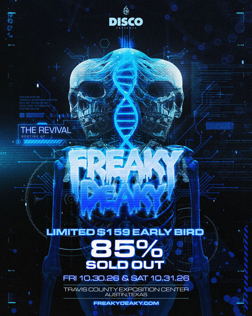 FreakyDeakyTX's tweet photo. EARLY BIRD GA PASSES LEVELS ARE CRITICALLY LOW! ☣️ 2-Day $159 GA passes are 85% SOLD OUT!

Grab your tickets at the lowest price with a deposit of $29 while availability lasts: https://t.co/60NQKCMoJ4 💀 https://t.co/eK0bMkkw2T