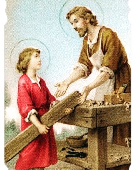 AndradePsic's tweet photo. San José Obrero... patrono de los trabajadores, conmemorado por la I. C. cada 1° de mayo... Instituida por el Papa Pío XII... dignifica el trabajo... y resalta la figura de José como carpintero y protector de la Sagrada F. [1, 2, 3, 4]. San José Obrero Ruega por nosotros. Así sea https://t.co/9cwZ9trvx9