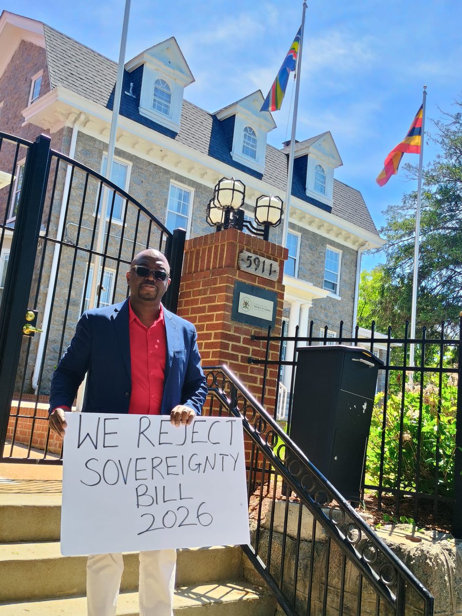Standing in solidarity with fellow Diaspora Ugandans demonstrating at the Uganda Embassy in Washington DC to reject the sovereignty bill. This bill, like many others, is a weapon targeting critics of the regime. We stand with diaspora members who work hard to support their