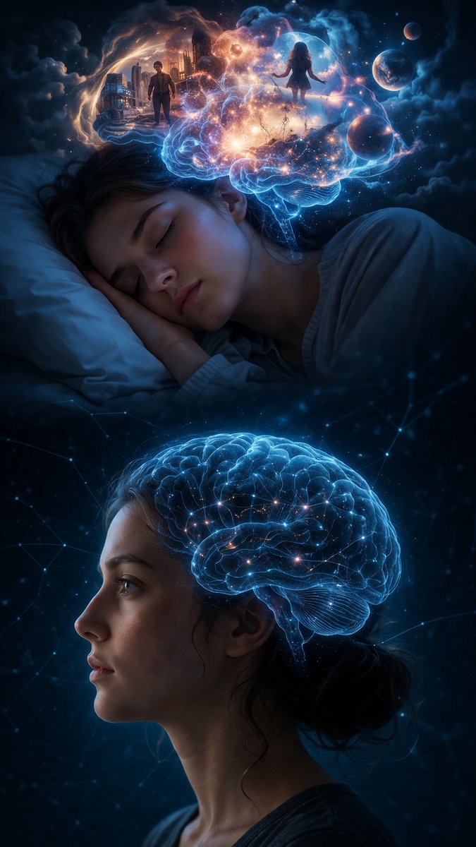 SKithiyon56925's tweet image. Your brain is more active while dreaming than when you are awake.

Scientists believe dreams help process emotions and memories.

#Facts | #HumanBody