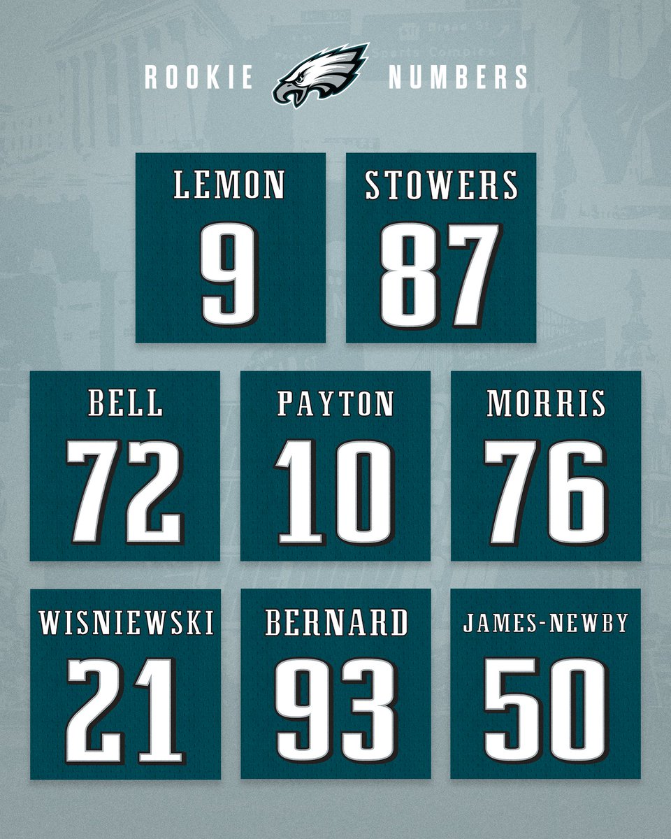 Eagles's tweet image. Rookie numbers are in👇

@Fanatics | #FlyEaglesFly
