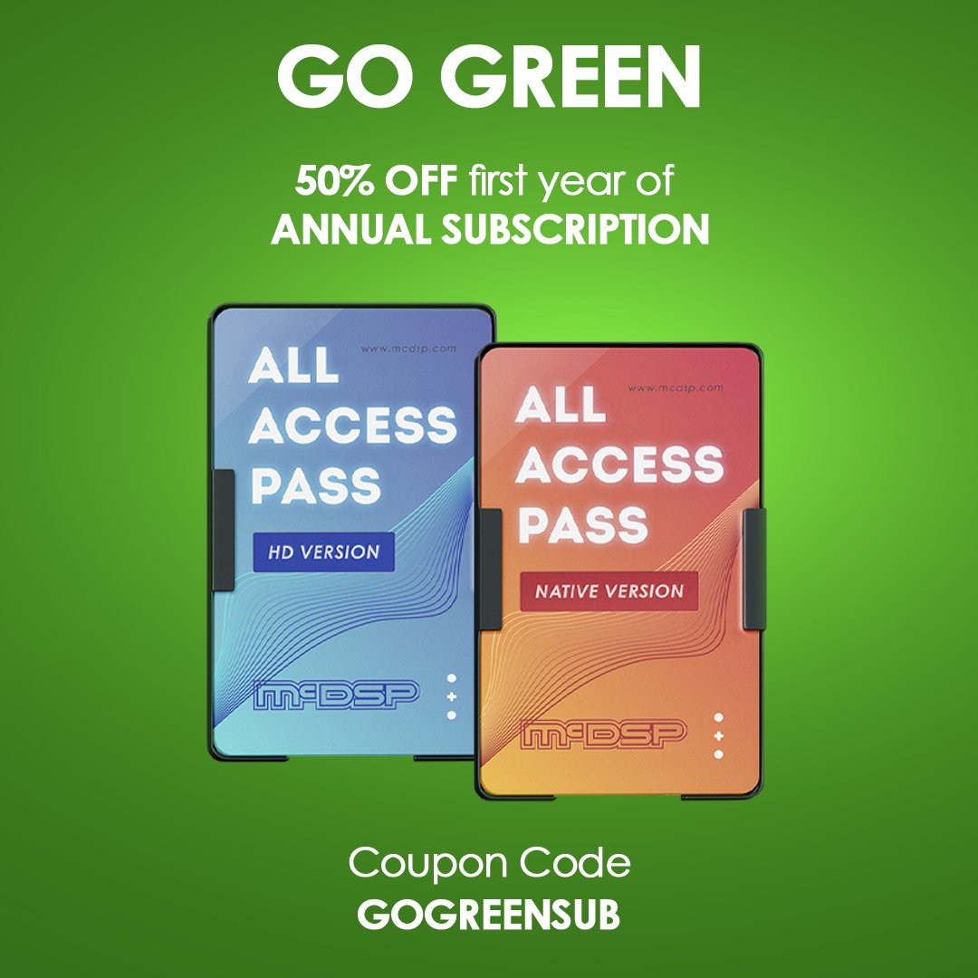 McDSP_PlugIns's tweet image. McDSP is pleased to announce our GO GREEN sale!

Get discounts on Upgrades, Bundles, Annual Subscriptions...even the APB 😎🔥

Head to mcdsp.com to find out more 💚

#sale #MusicProduction #AudioProduction #deals
