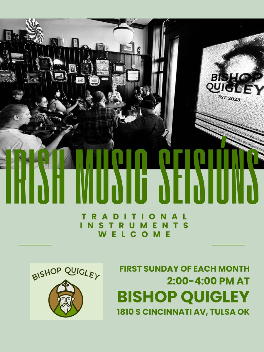e_ryanjohnson's tweet photo. Traditional Irish music session this Sunday at 2 pm - at Bishop Quigley in Tulsa - every first Sunday! https://t.co/zPtypzpU6C