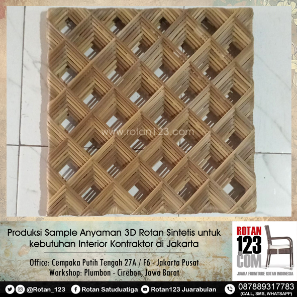 Rotan_123's tweet photo. Produksi sample anyaman rotan sintetis model anyaman 3D untuk kebutuhan kontraktor interior di Jakarta.

Untuk informasi produk, layanan konsultasi, permintaan katalog &amp; pemesanan hubungi Rotan123 melalui:
087889317783 (call &amp; whatsapp)

#rotan123 #interior #jakarta https://t.co/8TRX8iKwQd