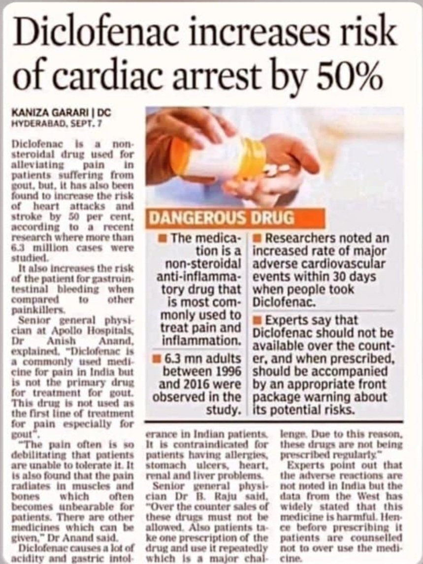 GMustafa62387's tweet image. Research confirms that commonly used Diclofenac increases cardiac arrest risk by 50%. Even short-term use (within 30 days) poses a threat to your heart. 🫀
​Stop OTC abuse. Consult a professional. 🩺💊
.
.
​#HealthAwareness #MedicalNews #Heartnew dehliPHealth #SafetyFirst"