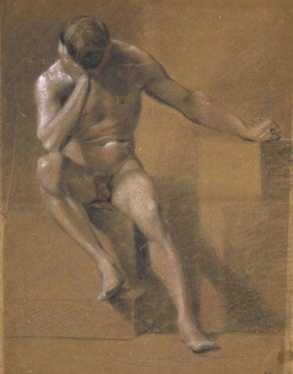 HumanFigureArt's tweet photo. John Constable.1776.East https://t.co/S9NlYWEIO7. Academic Study.c.1800. Chalk on paper. Victoria and Albert Museum,London https://t.co/onFVQAc7Mn
