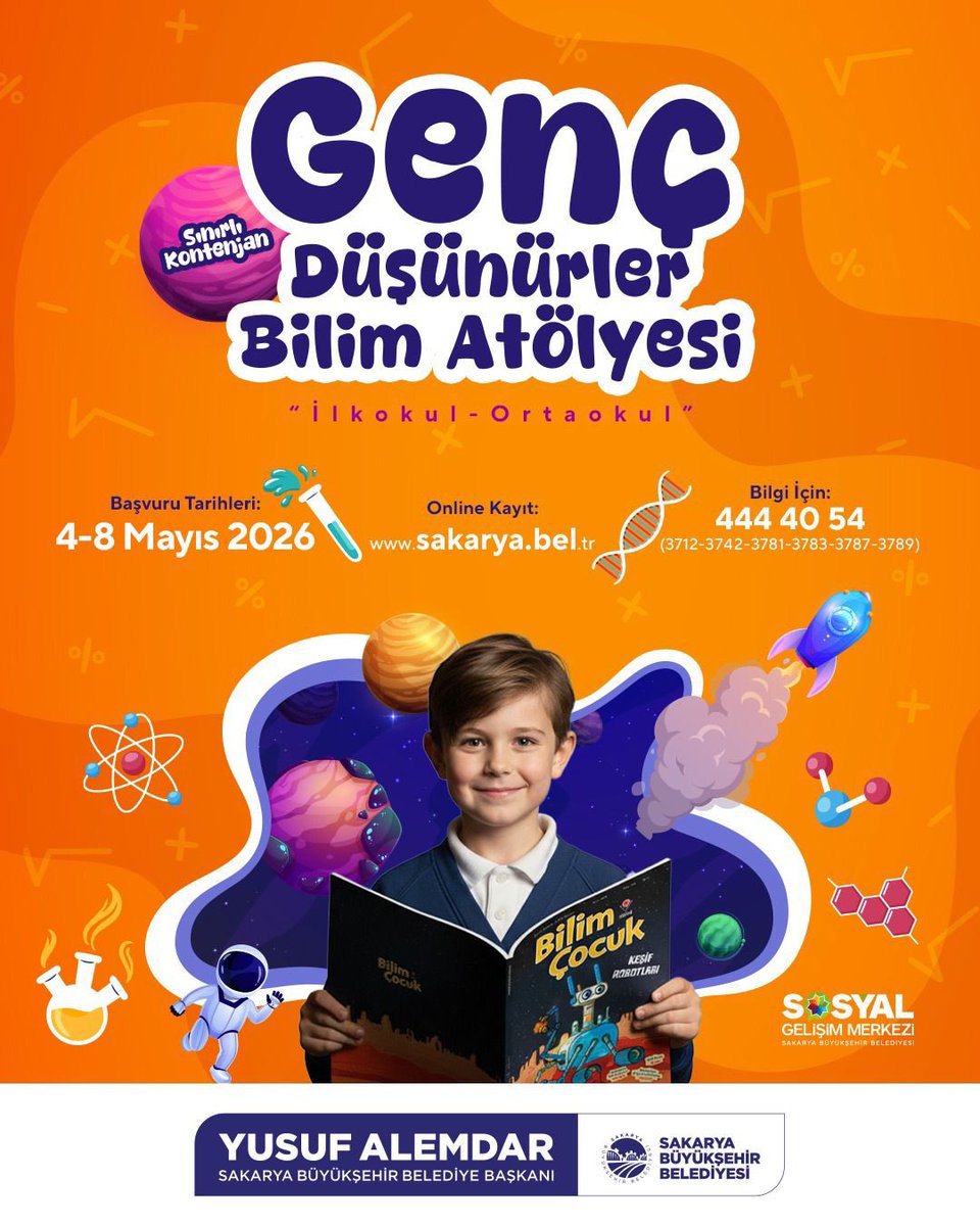 Bilime dokunan, merakı büyüten bir yolculuk başlıyor 🚀🔬

Genç Düşünürler Bilim Atölyesi ile çocuklarımız keşfederek öğreniyor, eğlenerek gelişiyor.
İlkokul ve ortaokul gruplarına özel hazırlanan atölyelerimizde yerini almak isteyen tüm minik kâşifleri bekliyoruz!

⚠️Atölye