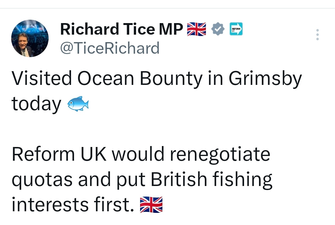 We are hoping that those in the fishing industry will miraculously forget how we fucked them with our Brexit, increasing red tape, cost and barriers to trade, without delivering any of the benefits we promised.