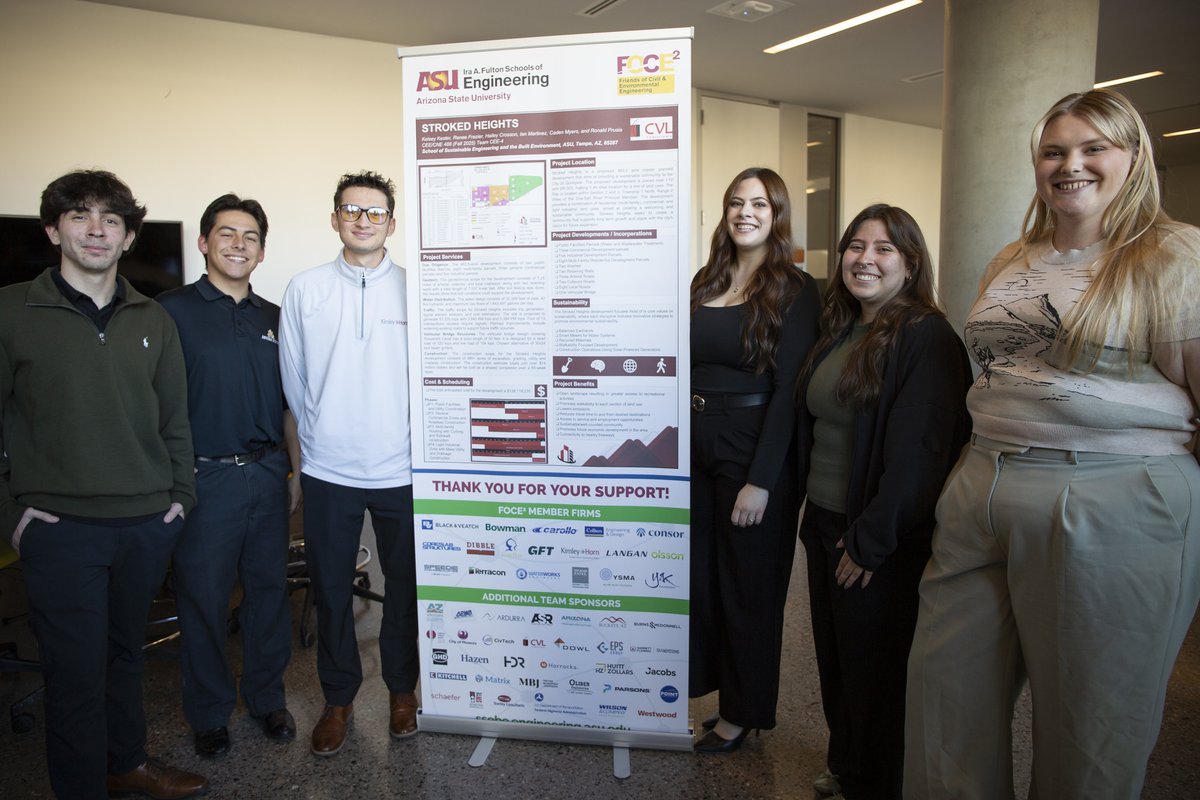SSEBEatASU's tweet image. ⏰ Head over now to the Helmick Center for the @SSEBEatASU #Capstone #Project Showcase that starts at noon! All are welcome at this #event brought to you by the Friends of Civil and #EnvironmentalEngineering! ow.ly/Q0z650YTx1K #ASUEngineering #Industry #CivilEngineering