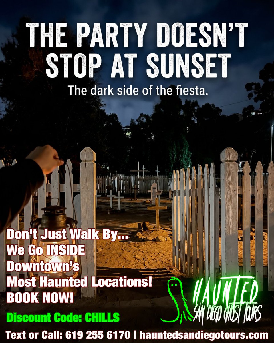 hauntedsdghosts's tweet photo. Old Town is packed for the fiesta this weekend. But what happens when the sun goes down and the music fades? 🍹💀

You’ve had your margarita... now come see whose grave you’re drinking on. Ride with the locals.

👉 Book direct: https://t.co/3G2xi6D4MK https://t.co/Ekmoj3Er2J