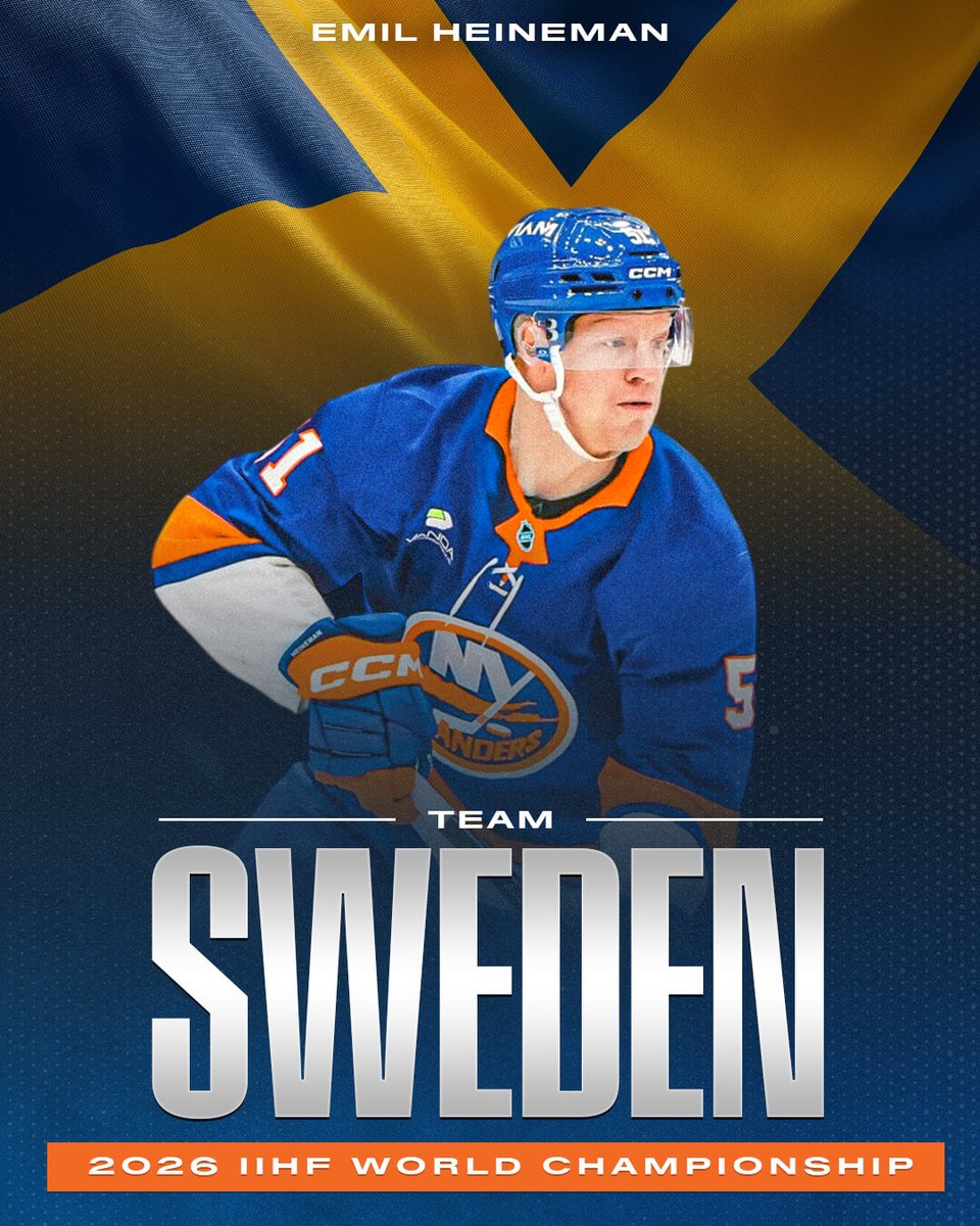 NYIslanders's tweet photo. Emil Heineman and Simon Holmstrom will join Team Sweden at the 2026 IIHF Men’s World Championship in Switzerland! https://t.co/WvbvTHDJWh