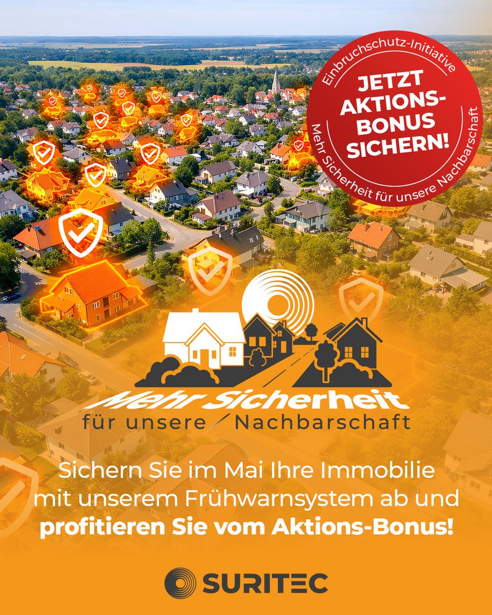suritec_systems's tweet photo. Die #Kriminalstatistik zeigt: Immer mehr #Einbrüche in 🇩🇪. Höchste Zeit für mehr #Sicherheit mit unserer Initiative #MehrSicherheitfürunsereNachbarschaft: Sichern Sie sich den ganzen Mai Ihren Aktionsbonus beim Kauf eines #Einbruchfrühwarnsystem #FRED von #Suritec 🚨 https://t.co/QHXdIJwf2j