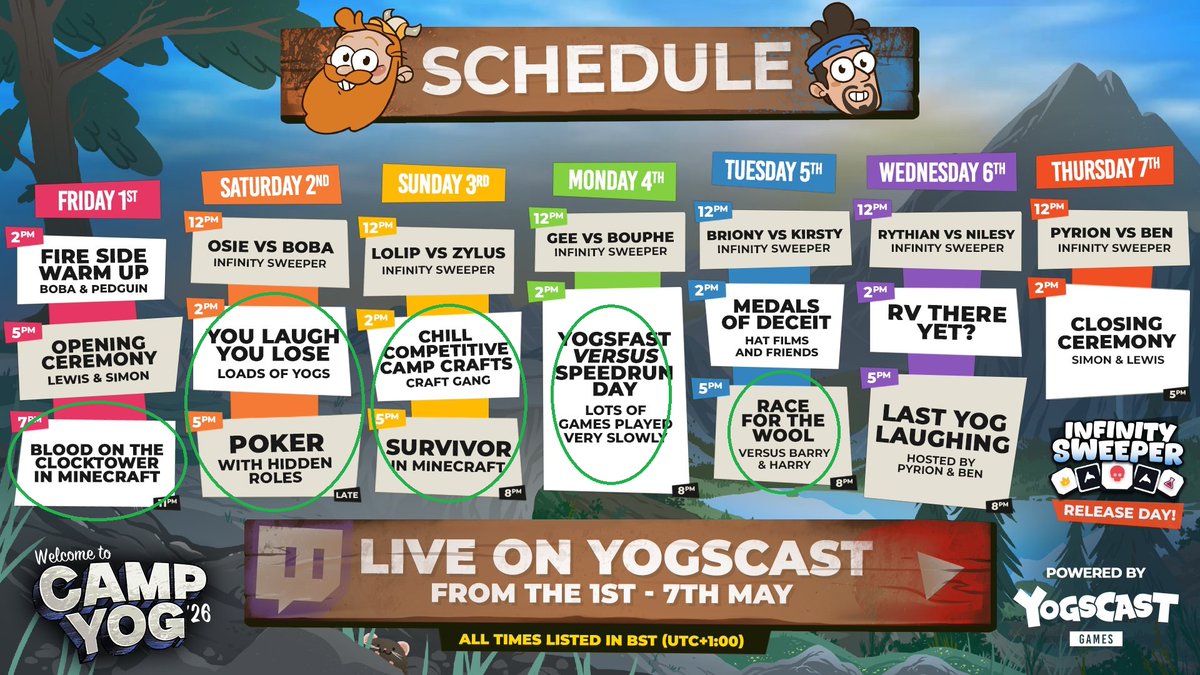Ravsy_'s tweet photo. I'm in Bristol for Camp Yog starting tomorrow! I'm doing my last stream from Scotland before I go to Bristol / Japan after for a little vacation - I'll be back on the 19th-20th!

Here's my schedule for Camp yog! we are live now for BOTC!

TTV> Ravs_ come hang!! https://t.co/yr68Ev2AAg