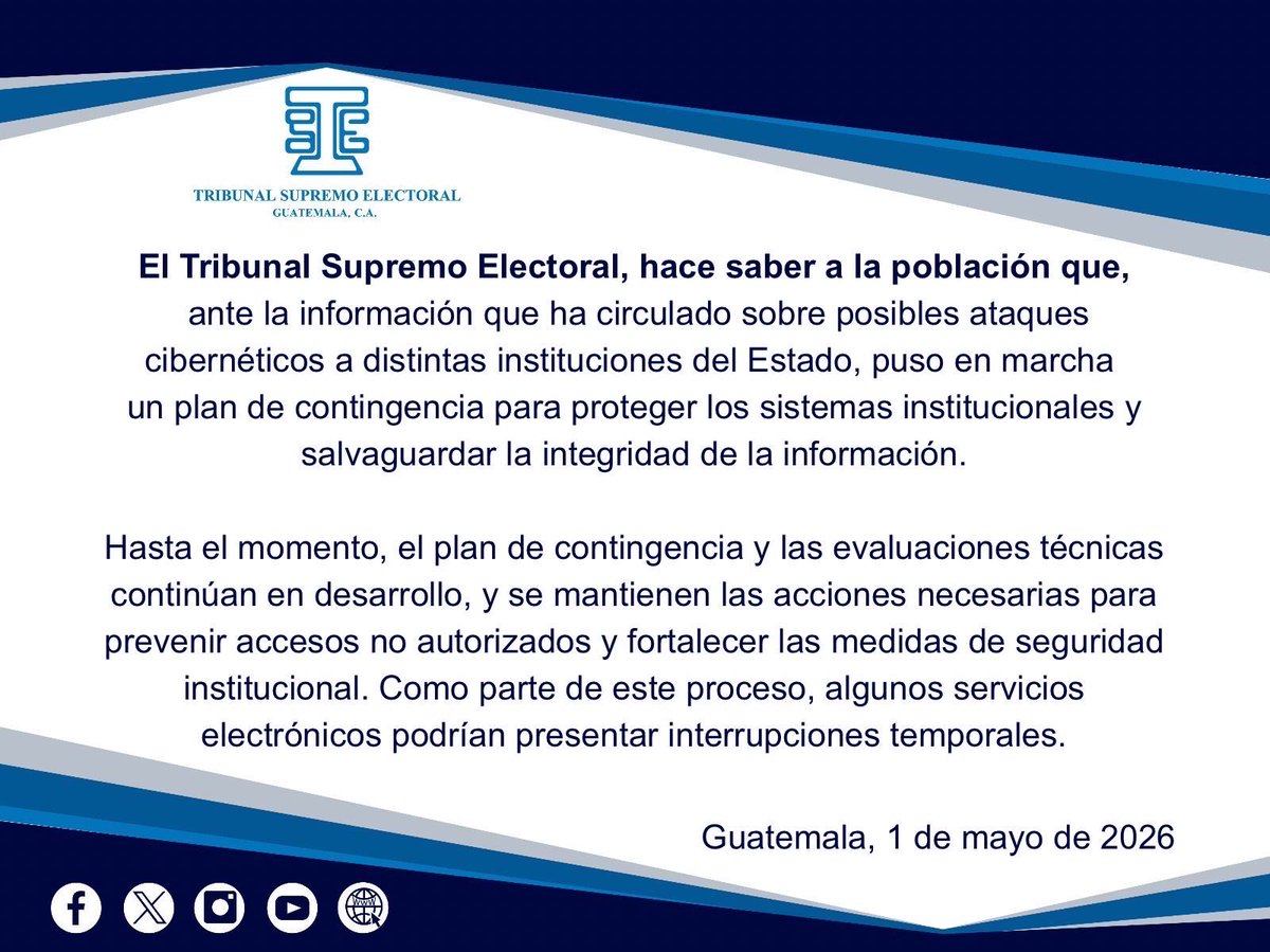 #CONFIRMADO El <a href="/TSEGuatemala/">TSE Guatemala</a>  ha sido HACKEADO en todas sus bases de datos ‼️