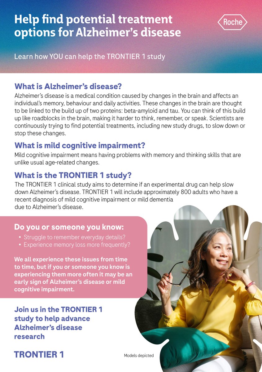 Syrentis1's tweet image. Help find potential treatment option for Alzheimer's disease.  Learn how you can help the TRONTIER 1 study.  Contact us today.  (800) NEW-STUDY | Syrentis.com

#Trontier1Study #Alzheimers #MildCognitiveImpairment #ClinicalTrial #SyrentisClinicalResearch