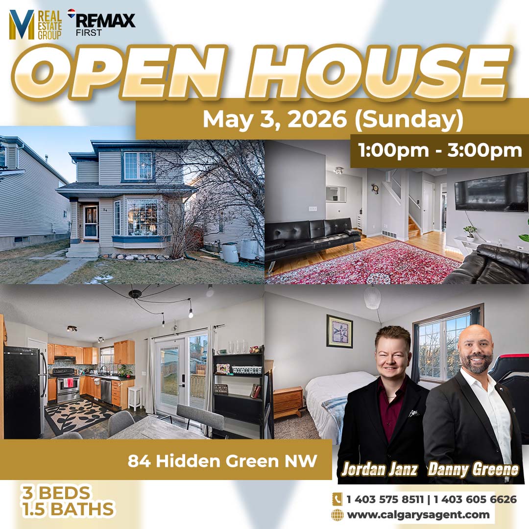 RedMileRealty's tweet photo. 🚨 OPEN HOUSE

📅 May 3, 2026 (Sunday) | 1:00pm - 3:00pm

📍 84 Hidden Green NW - Hidden Valley
🛏 3 Beds
🛁 1.5 Baths
🚘 Off-Street - 2
🏘️ Detached (2 Storey)
📏 1,100 sq. ft.
💰 $ 499,900

Contact Danny Greene or Jordan Janz today
📞 (403) 605-6626
📞 (403) 575-8511 https://t.co/p5mL1wgUkR