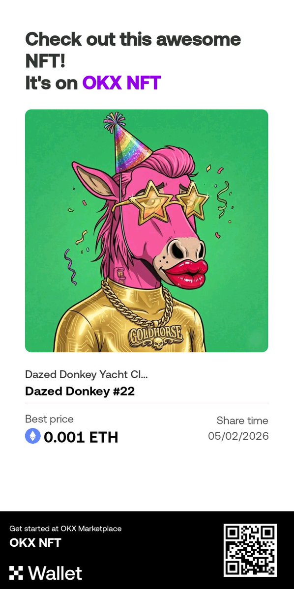 Ai_tesnet's tweet image. "Turning heads and gold chains. 🐴✨ Just secured Dazed Donkey #22. When you look this good, every day is a party. Who else is riding with the Dazed Donkey Yacht Club?"

#nft #opensea #okx #donkey #virałpost