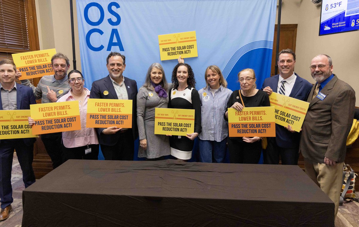 RISenate's tweet photo. On Thursday, Senator @bridget4ri joined the Ocean State Climate Alliance and other lawmakers for a State House event in support of the Solar Cost Reduction Act.

Watch: https://t.co/yJOnFDq6up https://t.co/2K0TY9Jqyf