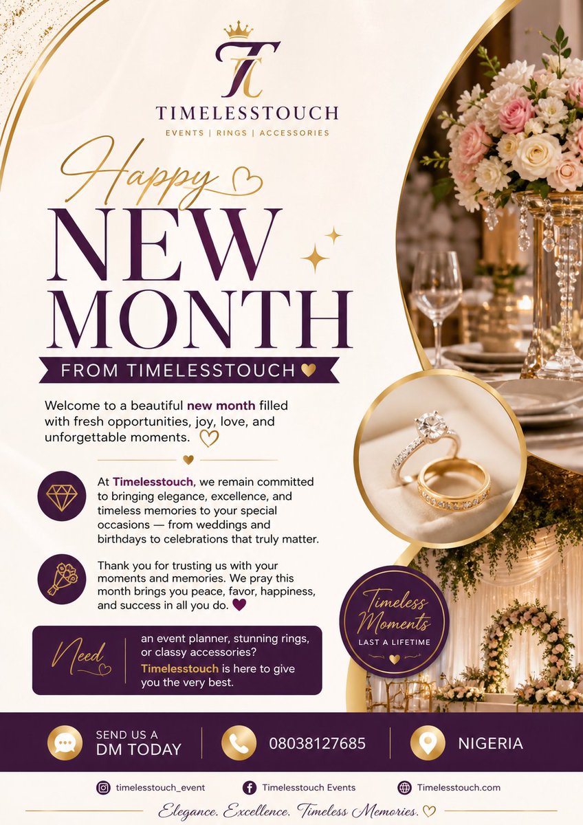 TimelessRings's tweet image. #HappyNewMonth #Timelesstouch #EventPlanner #RingsAndAccessories #WeddingPlanner #NigeriaEvents #LuxuryEvents #TimelessMoments