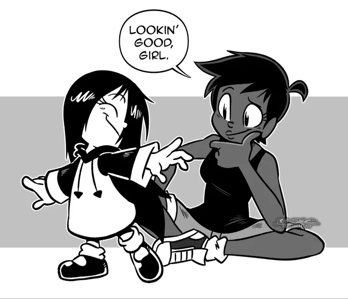 Felicia sees Erma's new fit. 🤍🖤 