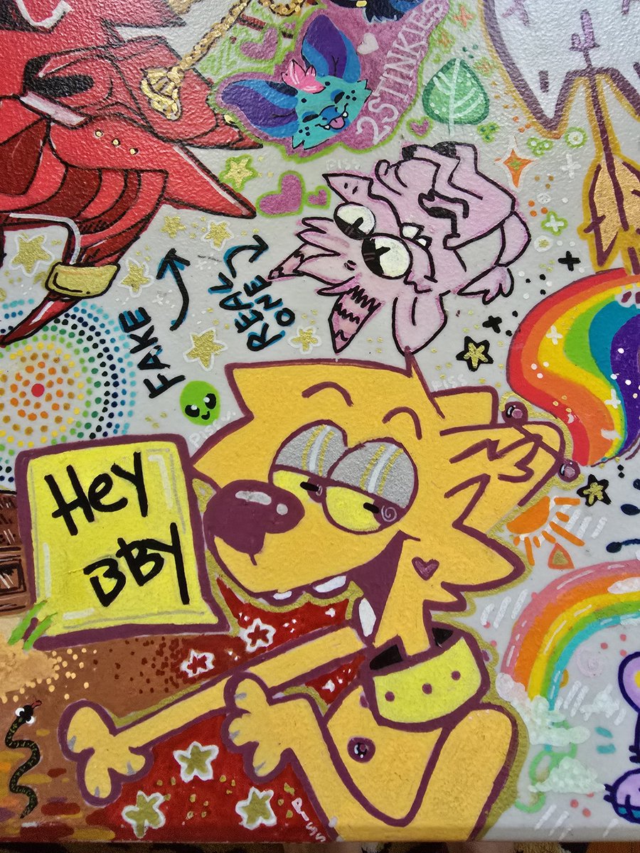 KiisCreatures's tweet photo. The friend table!🌈

I'd like to share a piece of furniture that is very important to me! This is a cheap plastic camping table that was turned into a beautiful work of collaborative art between a bunch of buddies that have come to our house in...2023 i think? ILOVEMYFRIENDS!!!! https://t.co/tsmAI5D0sL
